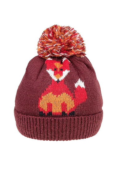 Ladies Fox Print Bobble Hat