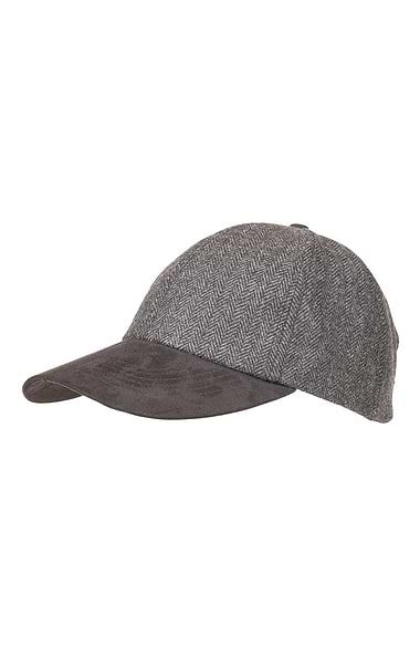 Unisex Herringbone Baseball Hat with Suedette Peak