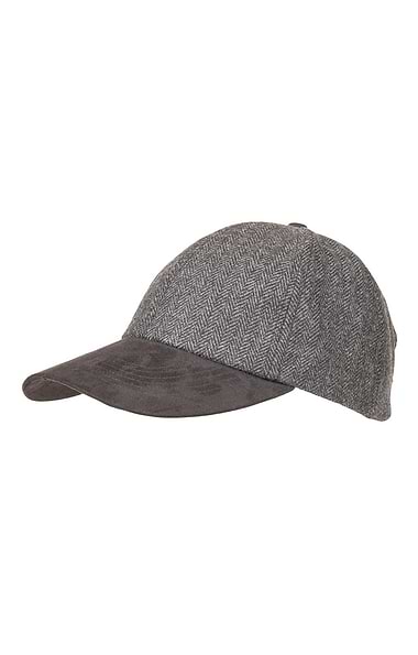 Unisex Herringbone Baseball Hat with Suedette Peak