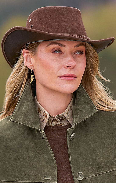 Ladies Suede Braid Band Hat