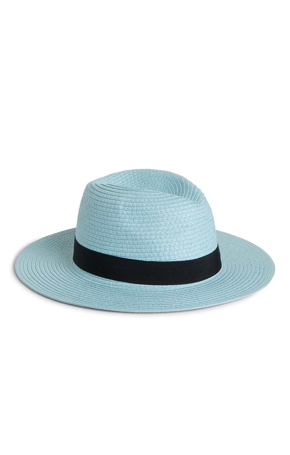Ladies Straw Fedora Hat, Blue House of Bruar