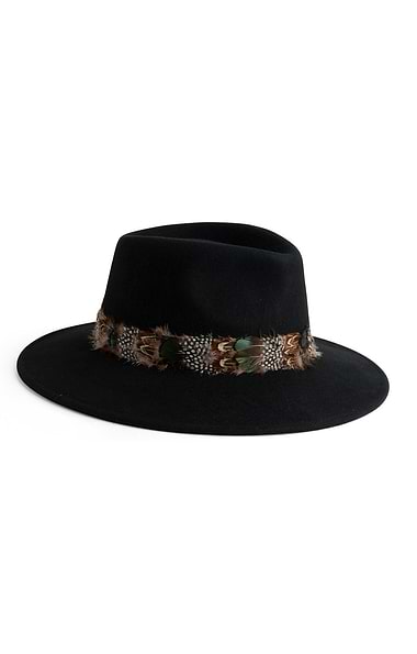Ladies Feather Band Felt Fedora