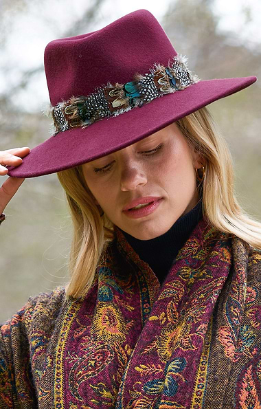 Ladies Feather Band Felt Fedora