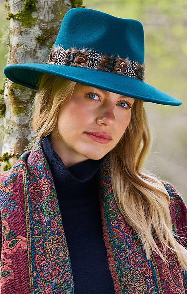 Ladies Feather Band Felt Fedora