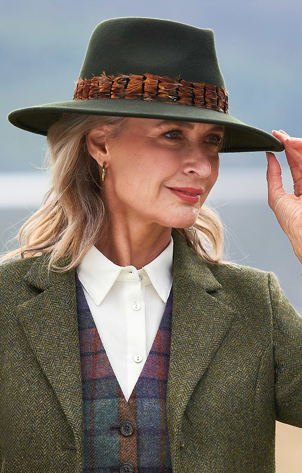 Ladies Feather Band Felt Fedora