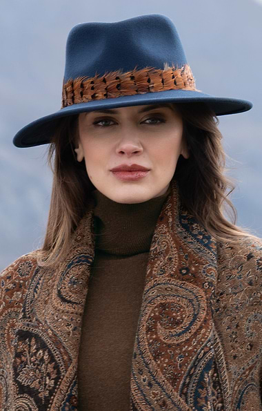 Ladies Feather Band Felt Fedora