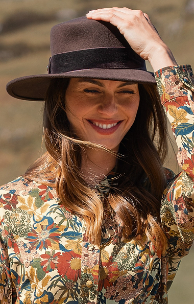 Ladies Velvet Trim Wool Felt Boater Hat