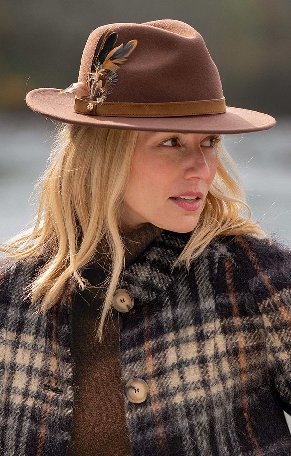 Ladies Wool Felt Feather Detail Fedora
