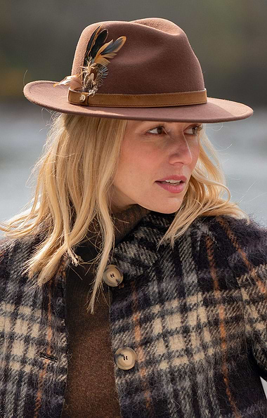 Ladies Wool Felt Feather Detail Fedora