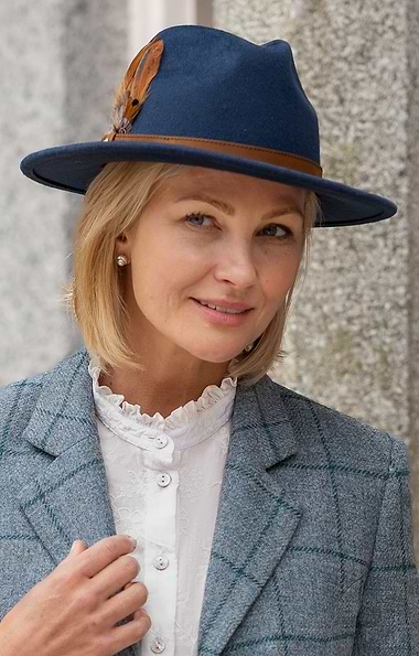 Ladies Wool Felt Feather Detail Fedora