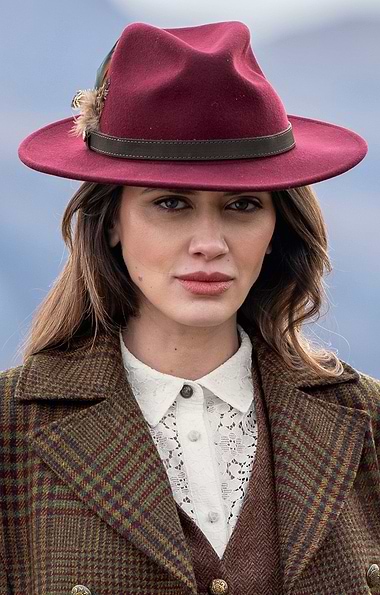Ladies Wool Felt Feather Detail Fedora