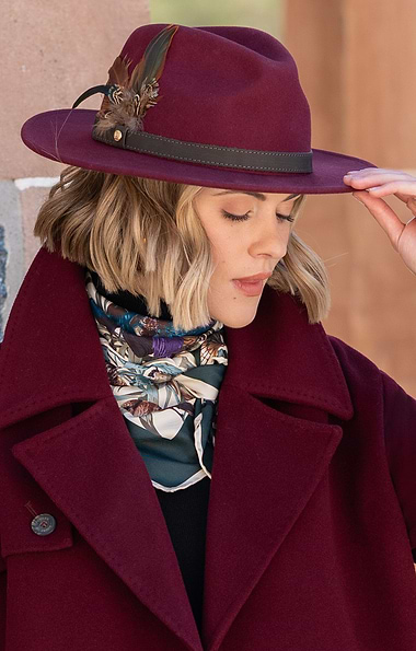Ladies Wool Felt Feather Detail Fedora