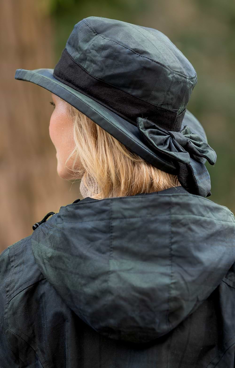 Hunter Outdoor Thelma Waxed Cotton Bucket Hat For Women - Classic Casual Style With Bow