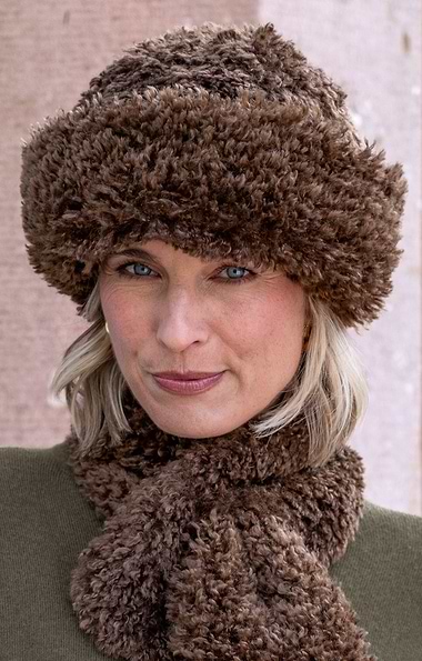 Ladies Helen Moore Faux Sheepskin Sherpa Hat