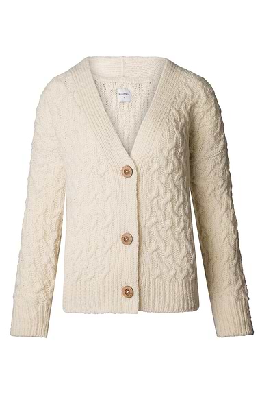 Ladies Pure New Wool Aran Cardigan