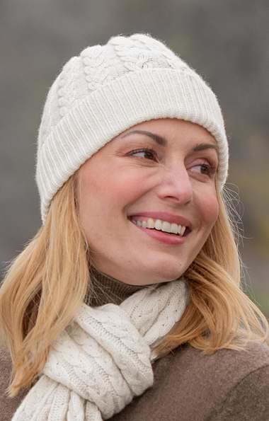 Ladies 3-Ply Cashmere Cable Hat