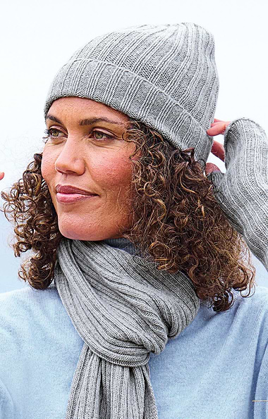 Ladies Cashmere Rib Beanie