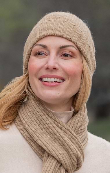 Ladies Cashmere Rib Beanie