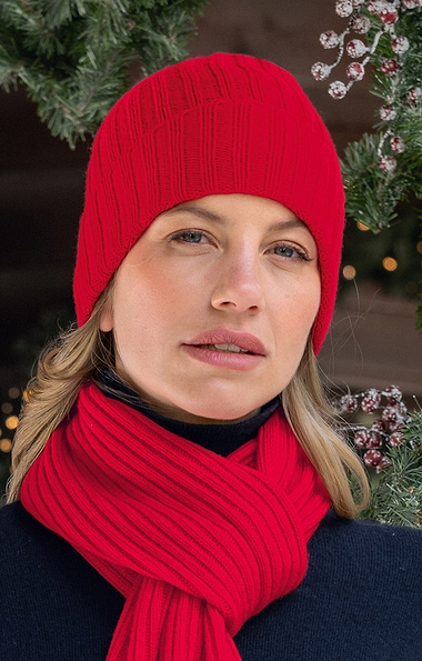 Ladies Cashmere Rib Beanie