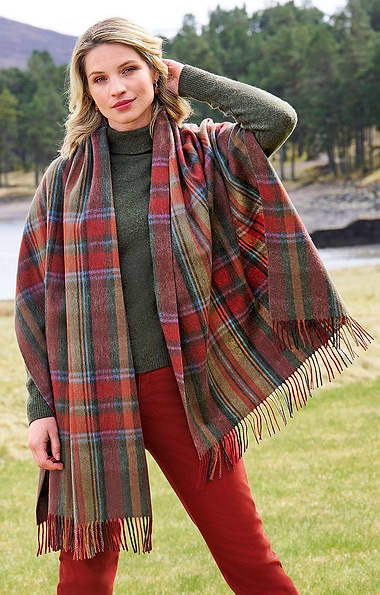 Ladies Country Check Lambswool Stole
