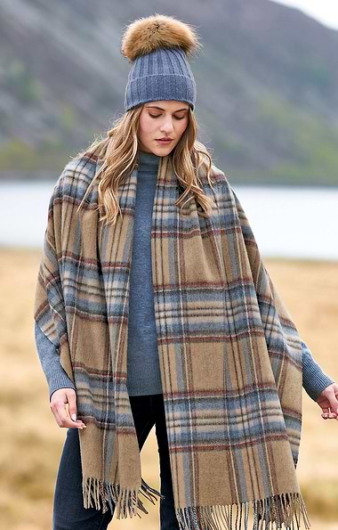 Ladies Country Check Lambswool Stole