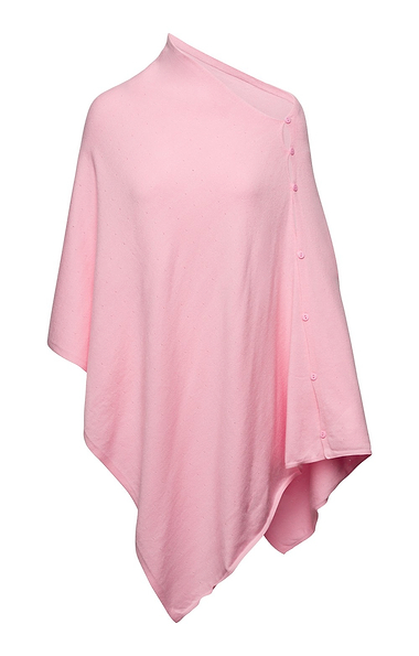 Ladies Plain Wool Poncho With Button Detailing