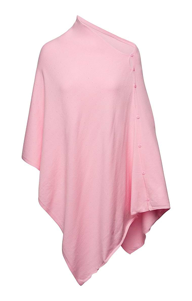 Ladies Plain Wool Poncho With Button Detailing