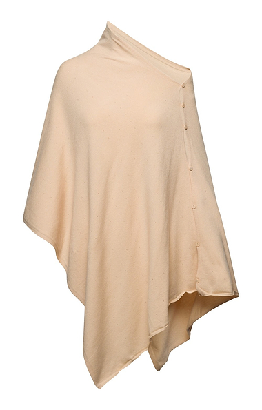 Ladies Plain Wool Poncho With Button Detailing