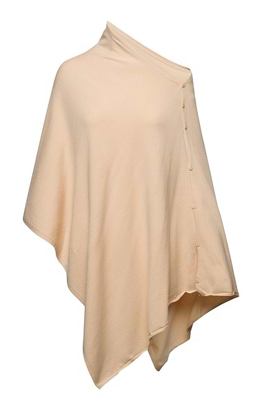 Ladies Plain Wool Poncho With Button Detailing