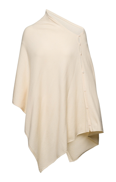 Ladies Plain Wool Poncho With Button Detailing