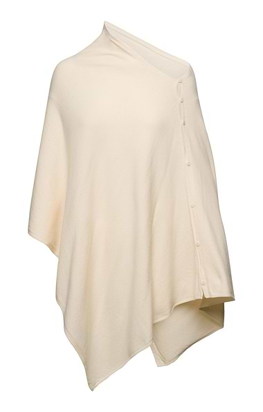 Ladies Plain Wool Poncho With Button Detailing