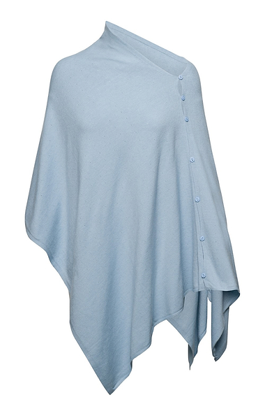 Ladies Plain Wool Poncho With Button Detailing
