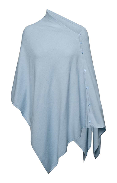 Ladies Plain Wool Poncho With Button Detailing