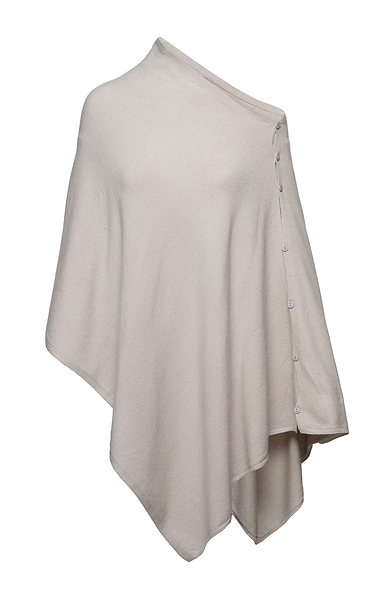 Ladies Plain Wool Poncho With Button Detailing