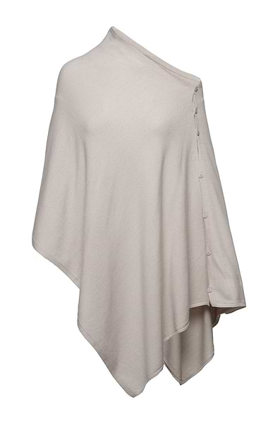 Ladies Plain Wool Poncho With Button Detailing