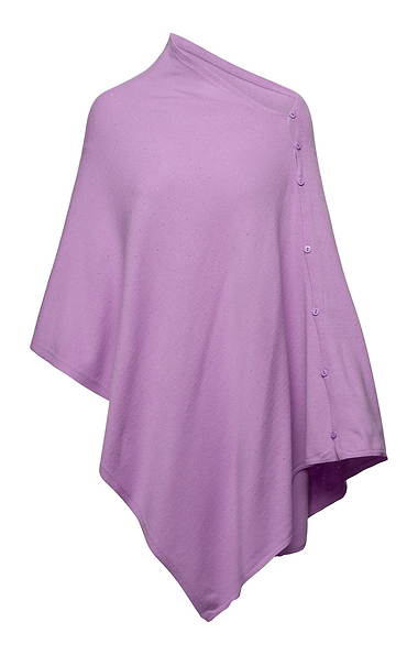 Ladies Plain Wool Poncho With Button Detailing