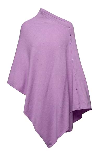 Ladies Plain Wool Poncho With Button Detailing
