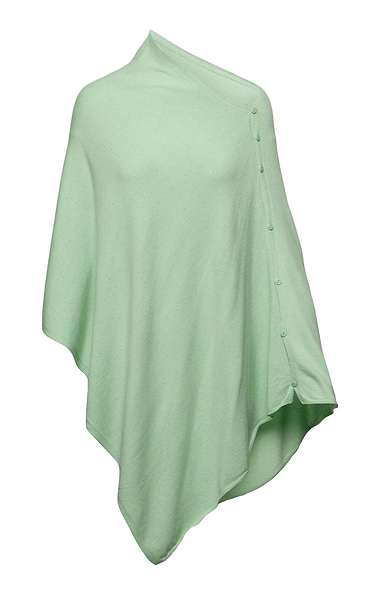 Ladies Plain Wool Poncho With Button Detailing