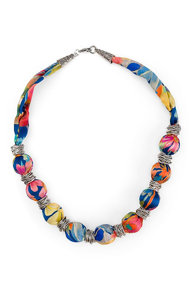 Silk Bead Necklace<br>Made With Liberty Fabric