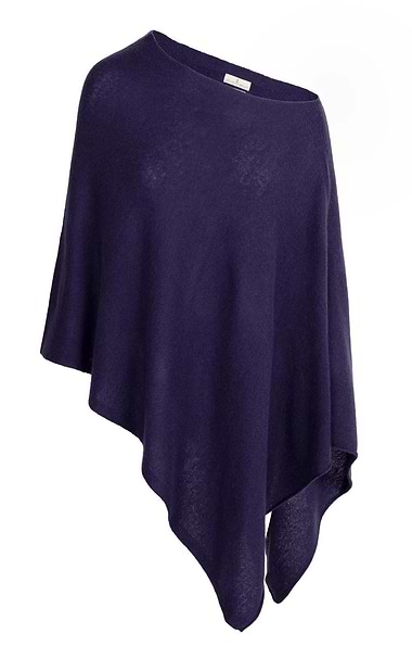 Ladies Pure Cashmere Rolled Hem Poncho
