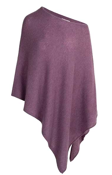 Ladies Pure Cashmere Rolled Hem Poncho