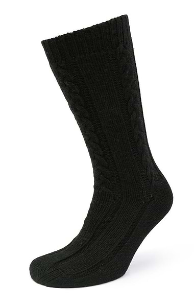 Ladies 3-Ply Cashmere Cable Bed Socks