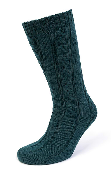 Ladies 3-Ply Cashmere Cable Bed Socks