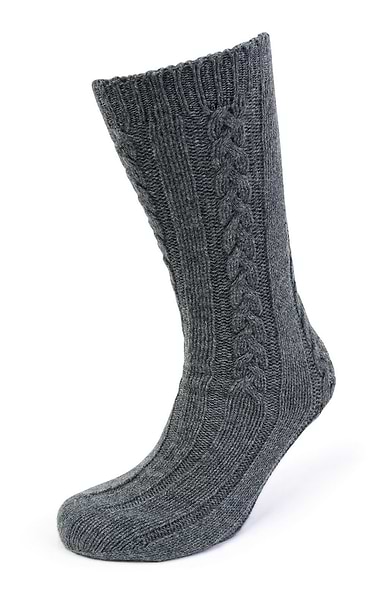Ladies 3-Ply Cashmere Cable Bed Socks
