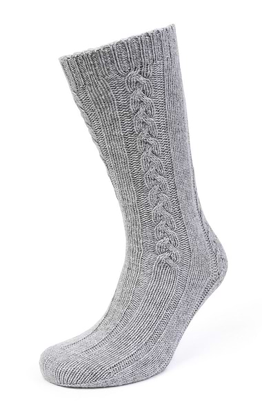 Ladies 3-Ply Cashmere Cable Bed Socks
