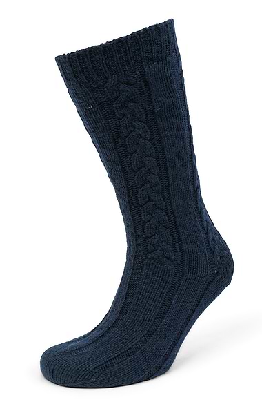 Ladies 3-Ply Cashmere Cable Bed Socks