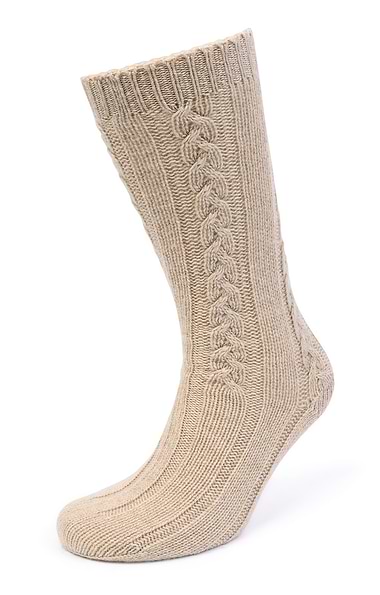 Ladies 3-Ply Cashmere Cable Bed Socks