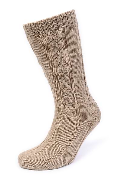 Ladies 3-Ply Cashmere Cable Bed Socks