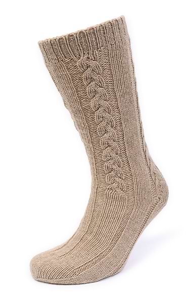 Ladies 3-Ply Cashmere Cable Bed Socks