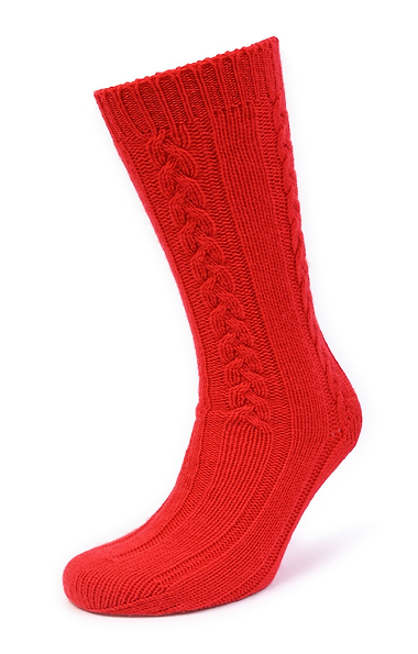 Ladies 3-Ply Cashmere Cable Bed Socks